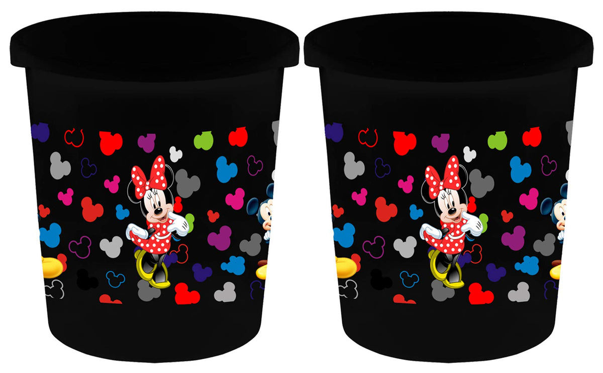 Kuber Industries Disney Team Mickey Print Plastic 2 Pieces Garbage Waste Dustbin/Recycling Bin for Home, Office, Factory, 5 Liters (Black) -HS_35_KUBMARTS17335