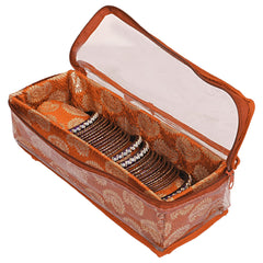 Kuber Industries Multipurpose Carry Design Laminated 1 Rod Bangle Box/Organizer/Case With Tranasparent Top (Orange)-47KM01