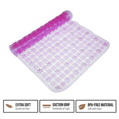Heart Home Bath Mat | PVC Bathroom Mat | Shower Bath Mat | Transparent Round Check Floor Tub Mat | Foot Massager Mat | Anti-Skid Floor Shower Mat | Pack of 2 | Multi