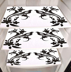 Kuber Industries Birds Design 3 Pieces PVC Fridge Mats,2 Piece Handle Cover and 3D Checkered Design 1 Piece Fridge Top Cover (Maroon) - CTKTC039845