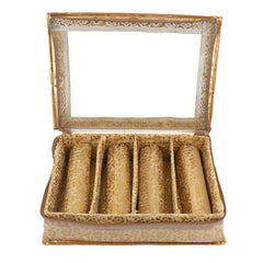 Kuber Industries Wooden Brocade Hardboard Four Rod Bangle Box (Gold) - CTKTC025695