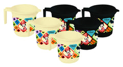 Kuber Industries Disney Mickey Minnie Print Plastic Bathing Mugs for Bathroom Bath Accessory, 500 ML (Set of 4,Cream & Black) -HS_35_KUBMARTS17582