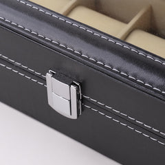 Kuber Industries 6 Slots Watch Organizer|Watch Storage Box For Men & Women|Secure Closer|Wrist Watch Display BoxBlack|