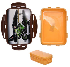 Kuber Industries Model-501 Unbreakable Plastic Large Airtight Leakproof Lunch Box/Tiffin (Brown)-KUBMART1315