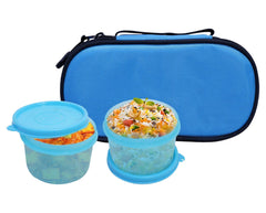 Kuber Industries Food/Microwave Safe 2 Plastic Containers Lunch Box Set with Cover for School/Office (Sky Blue)-50KM01226