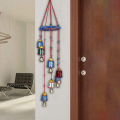 Kuber Industries Handcrafted Wall Hanging Bells with Ring|Traditional Rajasthani Hand Painted Bells for Home Decoration,Pack of 2 (Multicolor)