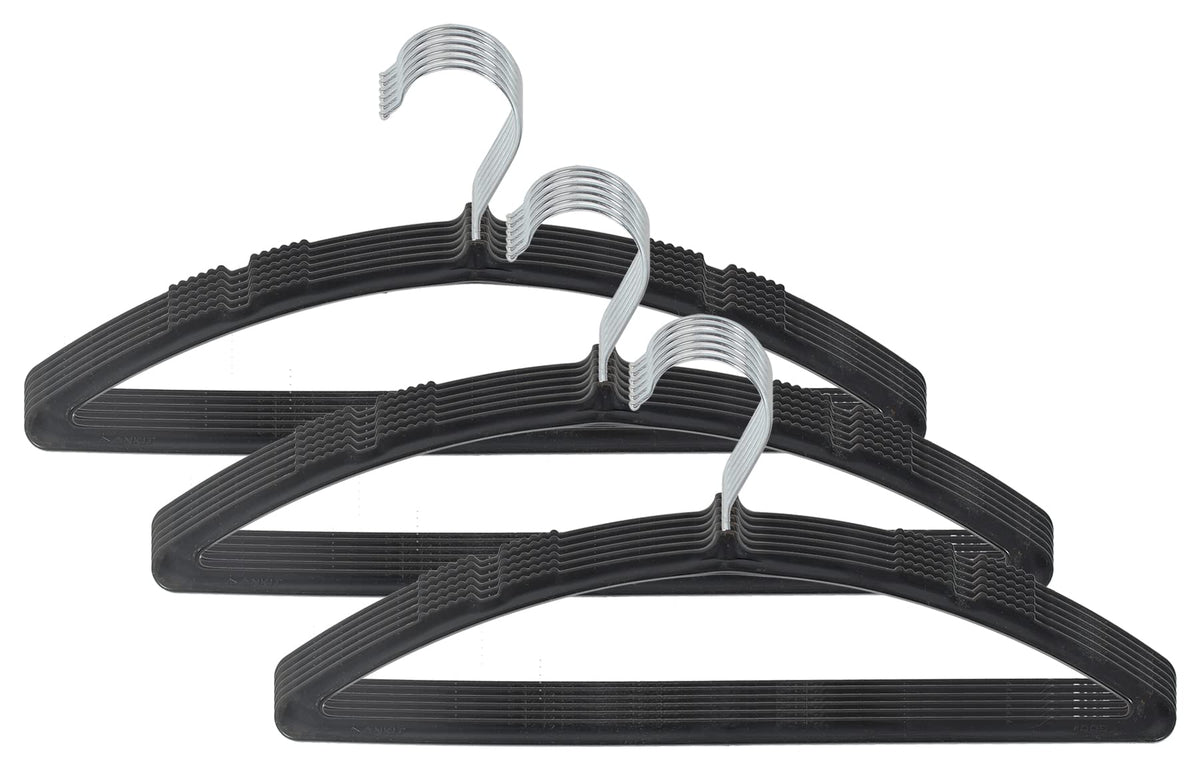 Kuber Industries 12 Pieces Non-Slip, Space Saving Plastic Closet Baby Hanger for Laundry & Everyday Use (Black)-HS43KUBMART25721