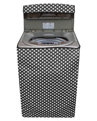 Heart Home Multiuses Dot Printed PVC Top Load Washing Machine Cover/Protector (Black)