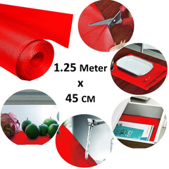 Kuber Industries 2 Pieces Multipurpose Textured Super Strong Anti-Slip Mat Liner,Size 45X125 Cm (1.25 Meter Roll, Red) - CTKTC040198