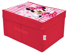 Heart Home Disney Minnie Print Foldable Storage Box|Clothes Storage Basket With Handle & Lid For Toys 45 Ltr.(Pink)