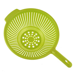 Heart Home Plastic Strainer Colander with Long Handle Use for Pasta, Noodles, Spaghetti, Vegetables and More (Green)-HHEART15127