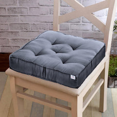 Heart Home Microfiber Square Chair Pad/Cushion for Office, Home or Car Sitting, 18 * 18 Inch (Grey)