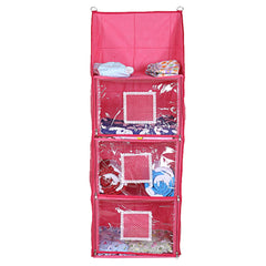 Kuber Industries Cotton Four Cabinet Hanging Baby Almirah (Pink)-CTKTC013373
