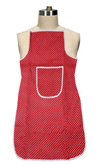 Kuber Industries Polka Dots Bib Apron,Water Oil Cotton Resistant Chef Cooking Kitchen Apron with Pockets for Men Women (Set of 2,Maroon & Peach)-KUBMART15579