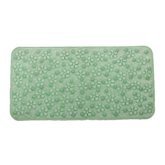 Kuber Industries Flower Design PVC Bathroom Mat with Suction Cups - 28"x15", Green