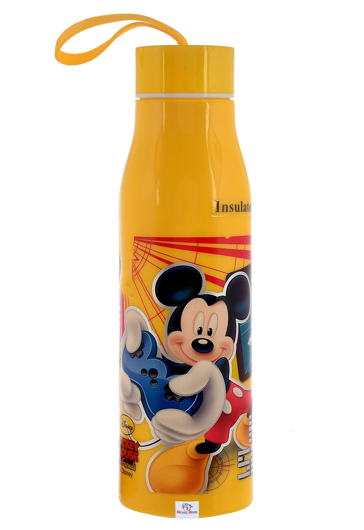 Heart Home Mickey & Minnie Printed Insulated Water Bottle-600ml (Yellow)