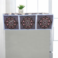 Kuber Industries Fridge Top Cover|Cotton Dustproof Decorative Refrigerator Top Protector|Rangoli Pattern with 6 Utility Pockets (Multicolor)