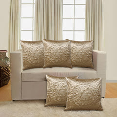 Kuber Industries Cushion Cover | Satin Embossed Quilted Cushion Cover | Cushion Cover for Sofa | Cushion Covers for Home Décor | 16 Inch | Set of 5 | Cream