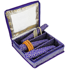 Heart Home Multipurpose Multi Saqare Design Laminated 3 Rod Bangle Box/Organizer/Case With Tranasparent Top (Purple)-47HH0345