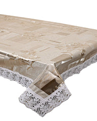Kuber Industries Floral PVC 4 Seater Center Table Cover - Silver