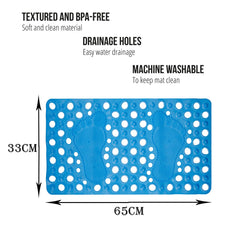 Heart Home Bath Mat | PVC Bathroom Mat | Shower Bath Mat | Hole Bath Tub Mat | Foot Massager Mat | Anti-Skid Shower Mat with Drain Holes | Blue