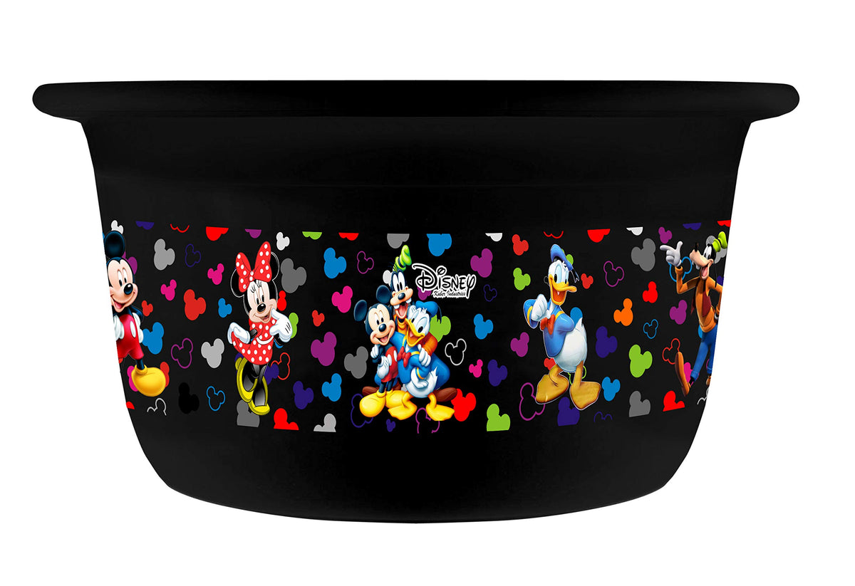 Kuber Industries Disney Team Mickey Print Unbreakable Plastic Multipurpose Bath Tub/Washing Tub 25 Ltr (Black) -HS_35_KUBMART17454 (Model Number: HS_35_KUBMART017454)