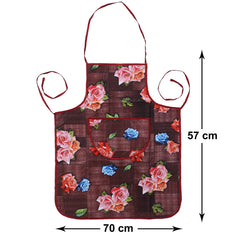 Kuber Industries Apron|PVC Unique Rose Printed Kitchen Chef Cloth|Waterproof Centre Pocket Apron With Tying Cord for Men & Women (Maroon)