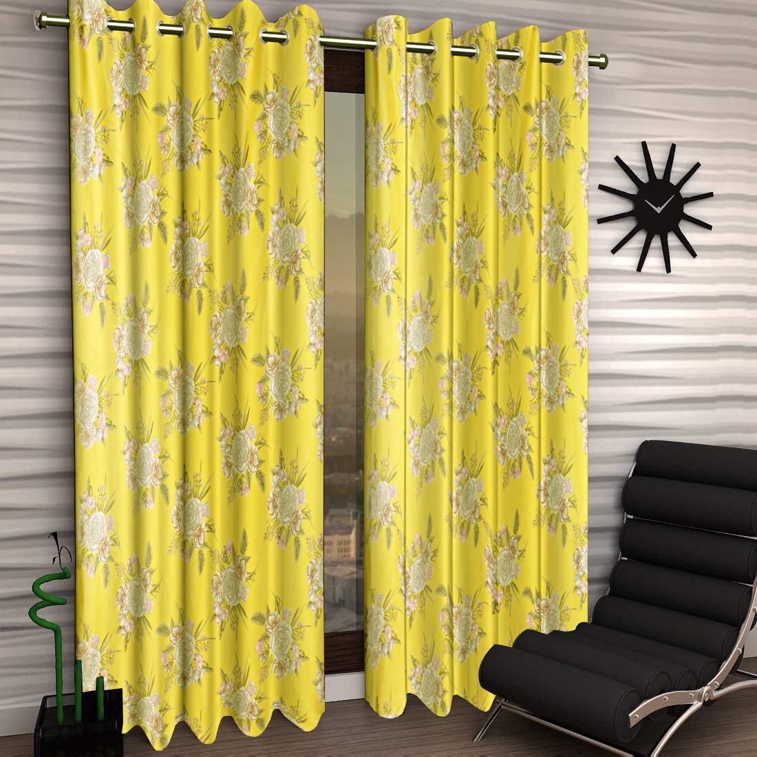 Kuber Industries 1 Piece Polyester 7 Feet Eyelet Door Curtain (Gold) -CTKTC13013