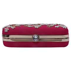 Kuber Industries Velvet 1 Piece Women’s Clutch Purse (Pink) -CTKTC7203