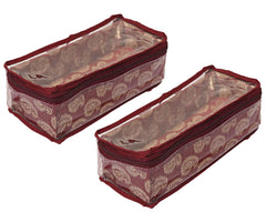 Heart Home Feather Design Laminated 1 Rod Box, Organizer For Bangle, Watches, Bracelets, Jewellery With Tranasparent Top - Pack of 2 (Maroon)-47HH0196