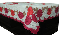 Kuber Industries Flower Design Cotton Centre Table Cover - Pink, Standard (CenterflowerCTC011)