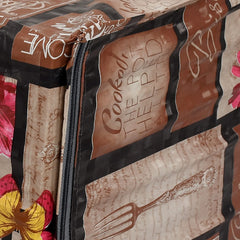 Heart Home PVC Multicheck Floral Print Microwave Oven Cover for Home & Kitchen 20 LTR. (Brown) 54HH4106.