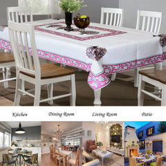 Kuber Industries Floral Print Polyester Dining Table Cover/Table Cloth for Home Decorative Luxurious 6 Seater, 60"x90" (Pink) 54KM4276