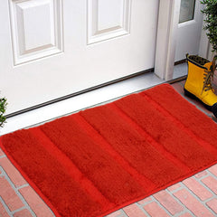 Heart Home Strips Design Cotton Door Mat for Porch/Kitchen/Bathroom/Laundry Room, 24"x16" (Red) 52HH3964