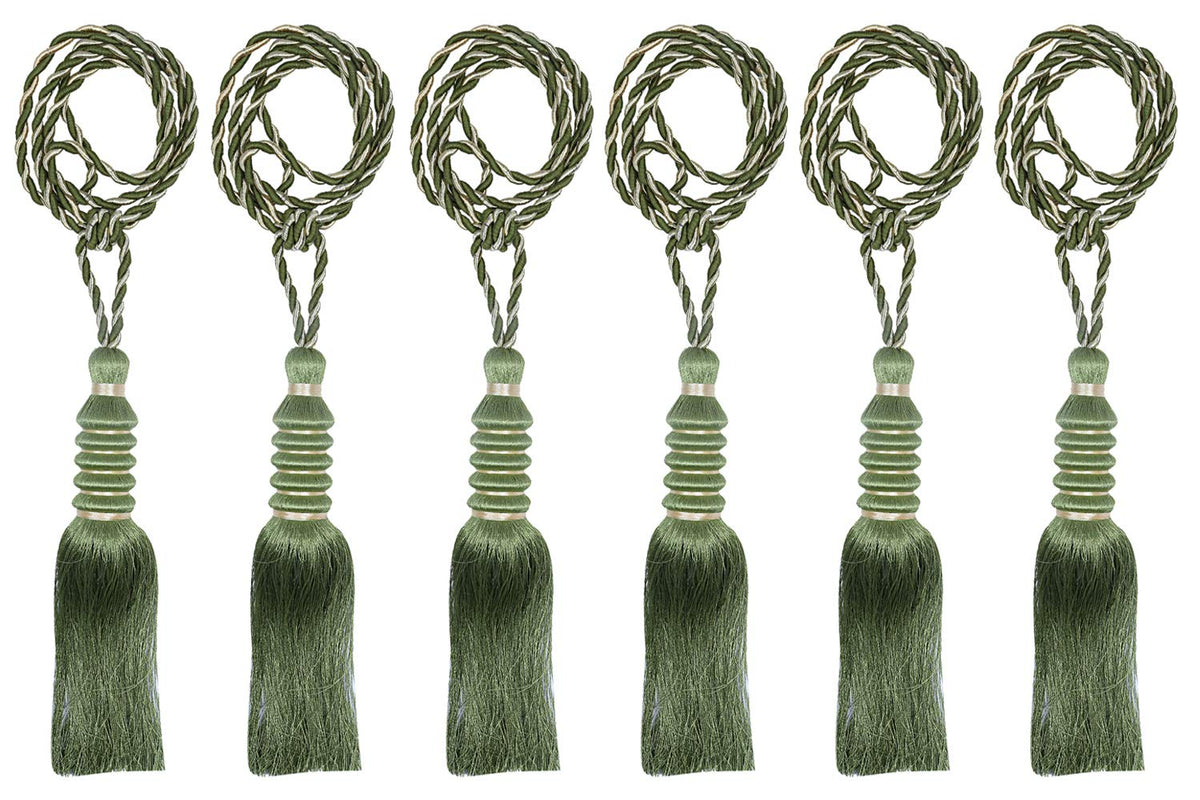 Kuber Industries Polyester 6 Pieces Curtain Tie Back Tassel Set (Green) -CTKTC12860, Standard (CTKTC012860)