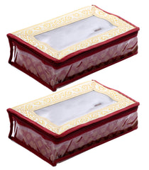 Kuber Industries Brocade Hardboard 2 Pieces One Rod Bangle Box (Maroon) - CTKTC022935