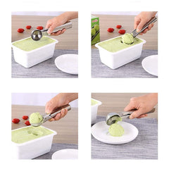 Heart Home Stainless Steel Serving Spoon/Scooper for Ice Cream, Fruit, Cookie with Trigger Release (Silver)