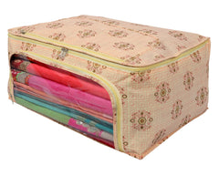 Kuber Industries Floral Print Non-Woven Saree cover With Large Pocket For Saree, Lehenga, Suit & Transparent Window, Pack of 2 (Pink) 54KM4165