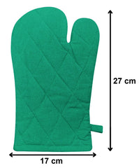 Heart Home Cotton Microwave Oven Gloves, Set of 2 (Green)-HS43HEARTH26089
