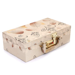 Kuber Industries Multipurpose Wooden Floral Design 2 Rod Bangle Box/Organizer/Case With Mirror & Number Lock System (Gold)-47KM0649