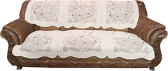 Kuber Industries Leaf Design Cotton 3 Seater Net Sofa Slip Cover, 70" x 29", Set of 2, White