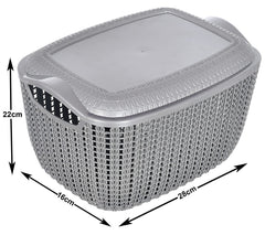 Heart Home Multipurposes Large M 30 Plastic Basket, Organizer For Kitchen, Countertops, Cabinets, Bathroom With Lids- Pack of 4 (Grey) -46HH020