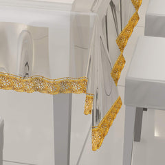 Kuber Industries Dining Table Cover 6 Seater|Table Cloth|Table Cover for Home, Restaurant|(Transparent Golden)