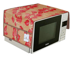 Kuber Industries Leaf Design PVC Microwave Oven Top Cover 30 Litre with Utility 4 Pockets (Gold) - (CTKTC045662)