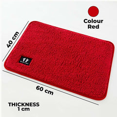Kuber Industries Floor |Stylish Door Mat|Durable & Easy to Maintain|Multi-Utility Floor for Living Room,Bedroom,Bathroom,Kitchen,Entrances|40 x 60 cm,Red, Pack of 4