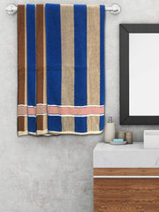 Kuber Industries Cotton 4 Pieces Bath Towel Super Soft, Fluffy, and Absorbent, Perfect for Daily Use 100% Cotton Towels, 500 GSM (Blue & Brown)-KUBMART16061