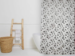 Kuber Industries Floral Design PVC Shower Curtain with Hooks - 54"x84", Grey