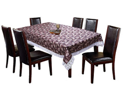 Heart Home Dining Table Cover Tablecloth Waterproof Protector 6 Seater with Fork Printed, 60 X 90 Inches Rectangle (Brown), Standard (HS_36_HEARTH019097)