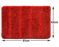 Heart Home Strips Design Cotton Door Mat for Porch/Kitchen/Bathroom/Laundry Room, 24"x16" (Red) 52HH3964