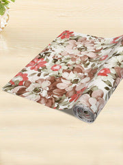 Heart Home Flower Print PVC Wardrobe Kitchen Drawer Cupboard Cabinet Shelf Mat, Shelf Liner 10 Mtr (Cream & Red)-HHEART15095,Standard